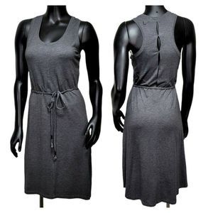 Lole Womens S‎ Grey Tank Dress Cutout Back Tie Belt UPF50+ Moisture Wicking